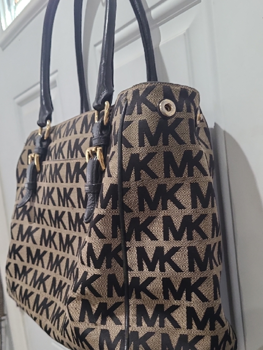 Michael Kors Brown and Black MK Signature Tote - Picture 6 of 10